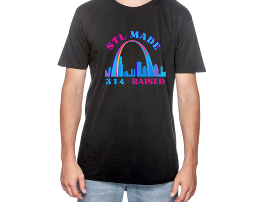 Kids Short Sleeve Black Shirt - Text STL Made 314 Raised